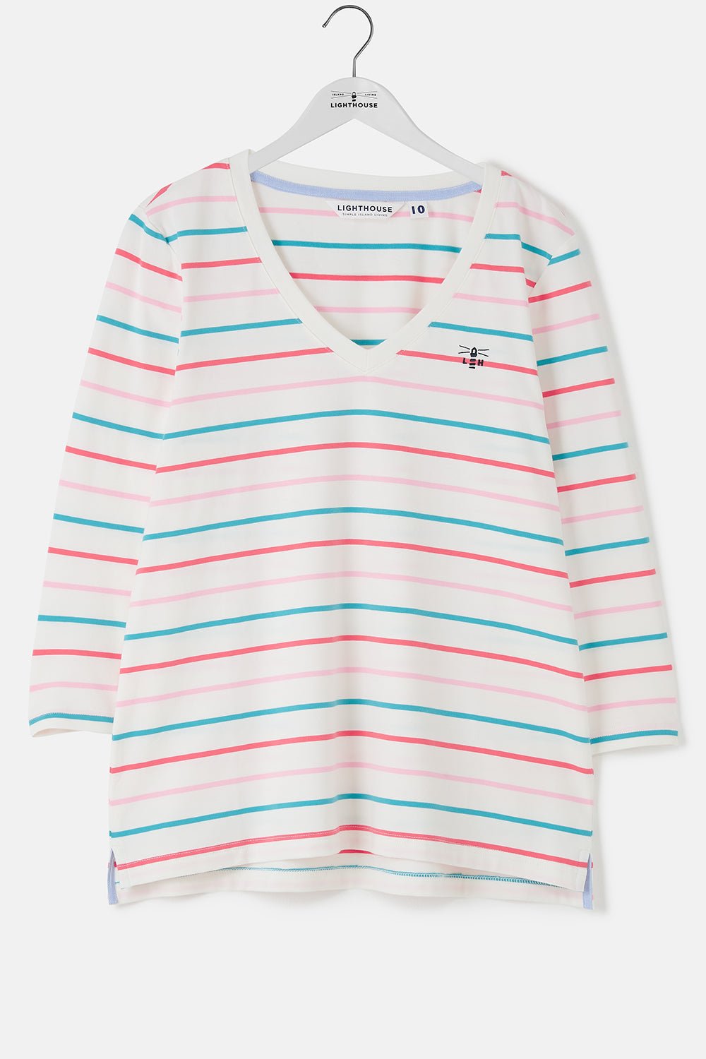 Ariana Top - Coral Teal Stripe - Lighthouse