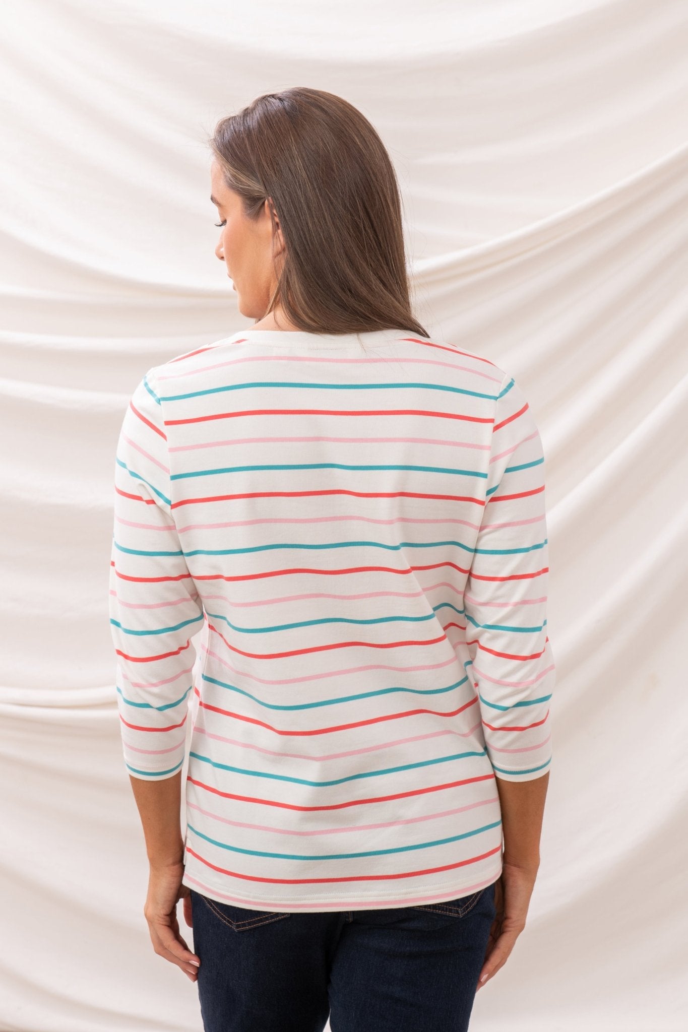 Ariana Top - Coral Teal Stripe - Lighthouse