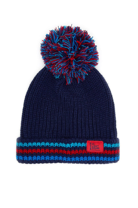 Bobbie Bobble Hat - Navy Red Blue Striped - Lighthouse