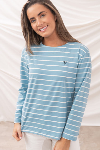 Causeway Breton Top - Marine Blue Stripe - Lighthouse