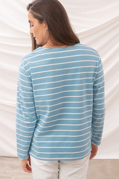 Causeway Breton Top - Marine Blue Stripe - Lighthouse