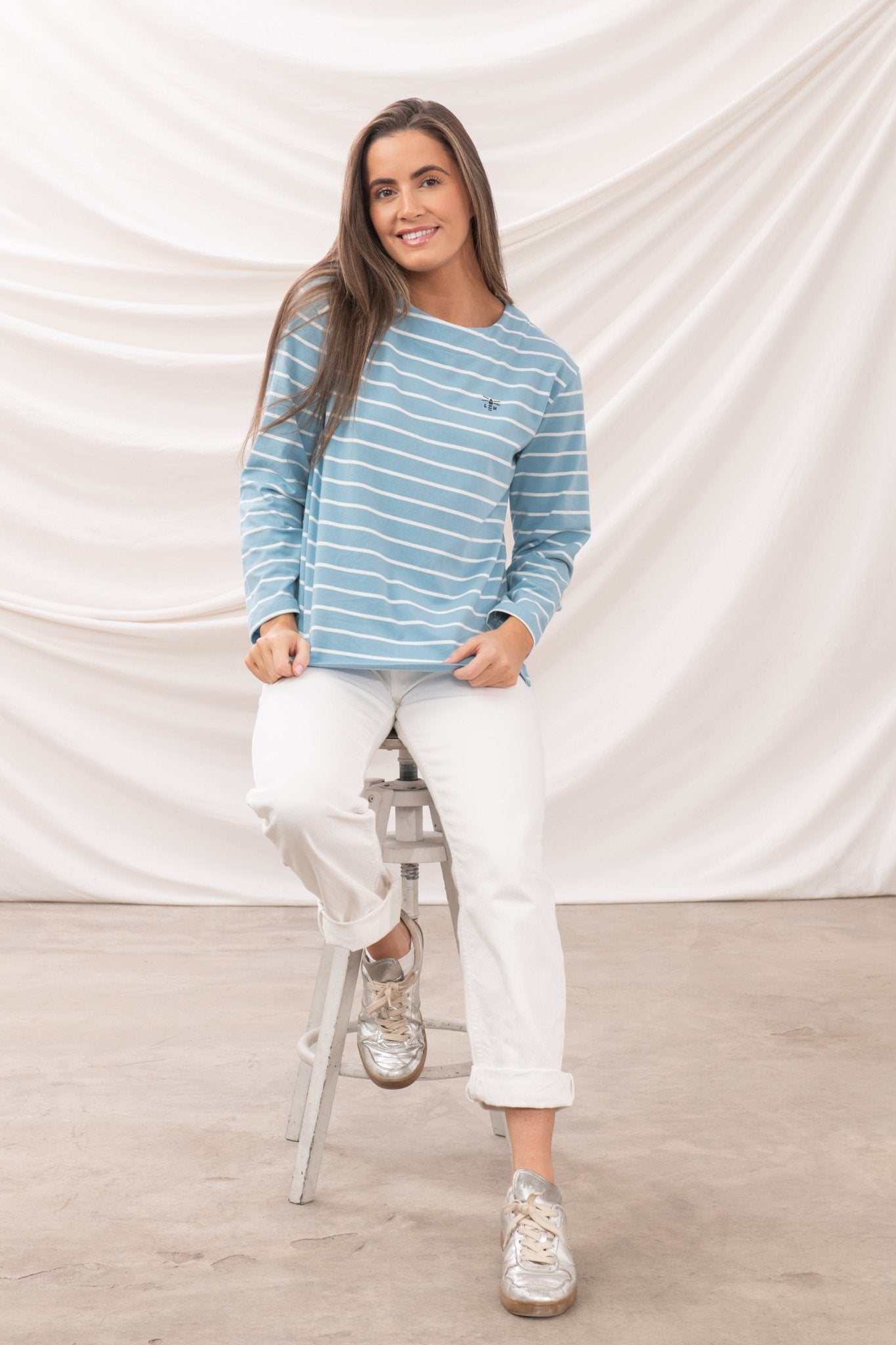 Causeway Breton Top - Marine Blue Stripe - Lighthouse