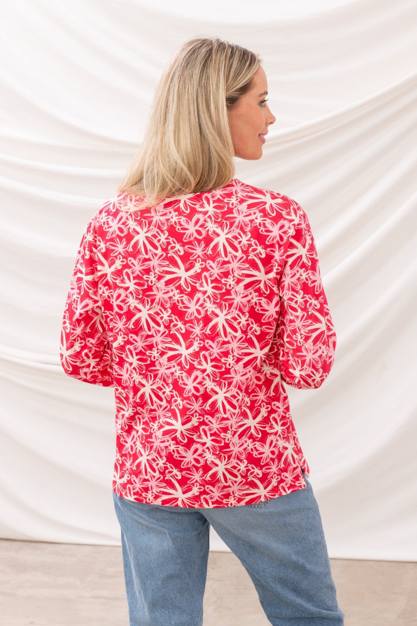 Causeway Breton Top - Raspberry Floral - Lighthouse