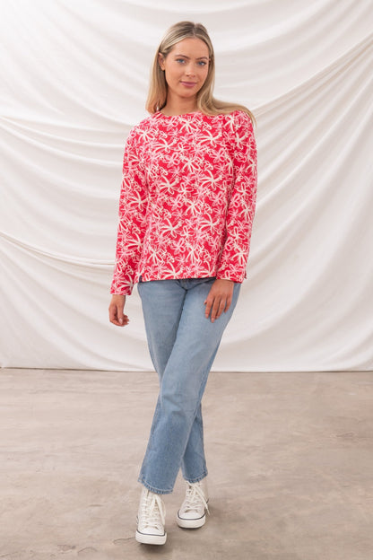 Causeway Breton Top - Raspberry Floral - Lighthouse