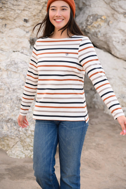 Causeway Breton Top - Rust Mocha Black Stripe - Lighthouse