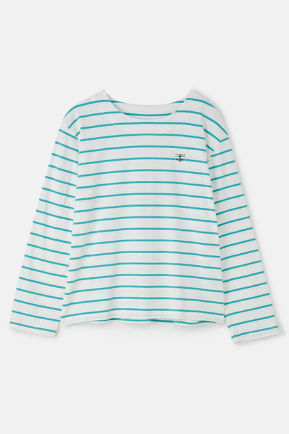 Causeway Breton Top - Soft Teal Stripe - Lighthouse