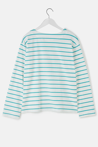 Causeway Breton Top - Soft Teal Stripe - Lighthouse