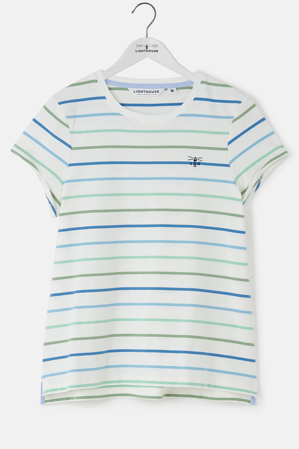 Causeway Tee - Blue Sage Stripe - Lighthouse