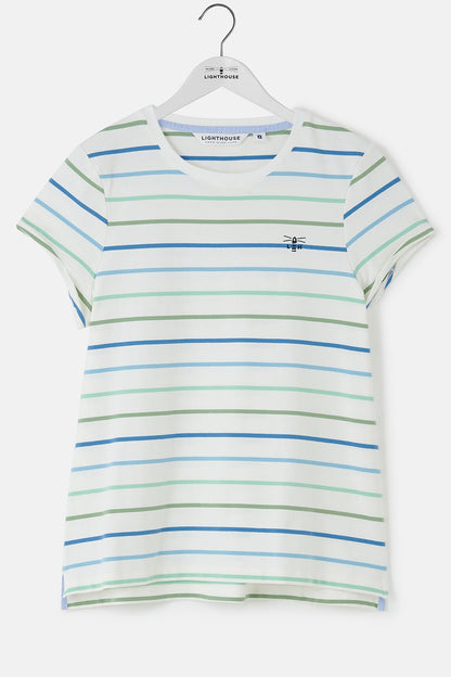 Causeway Tee - Blue Sage Stripe - Lighthouse