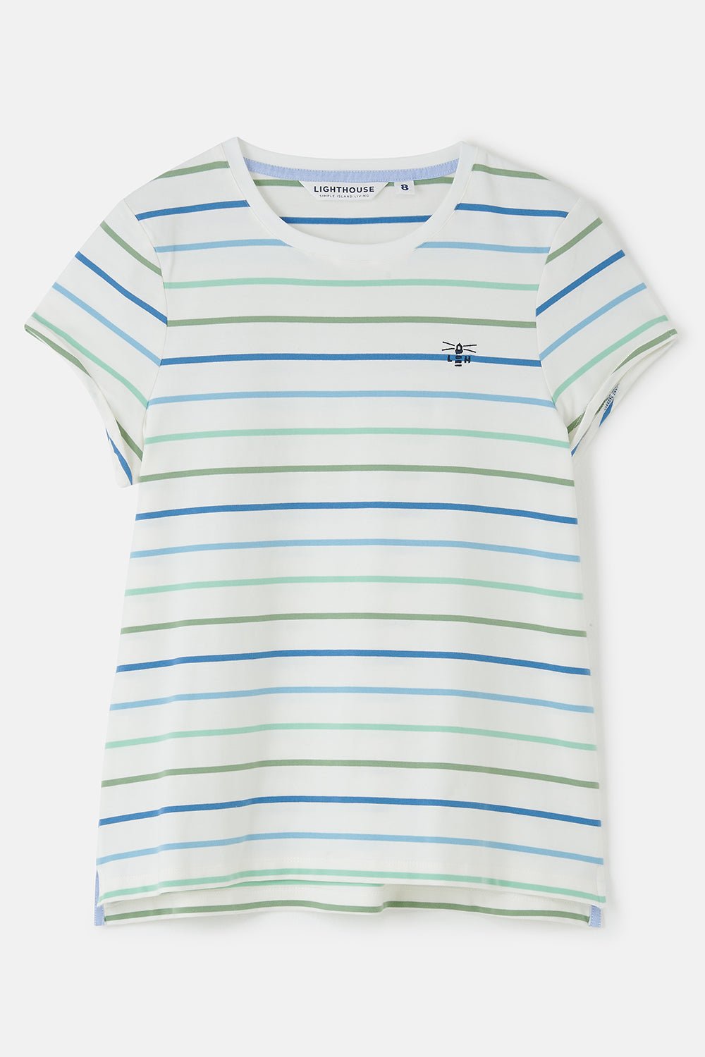 Causeway Tee - Blue Sage Stripe - Lighthouse