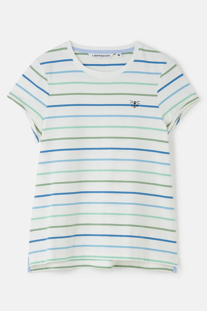 Causeway Tee - Blue Sage Stripe - Lighthouse