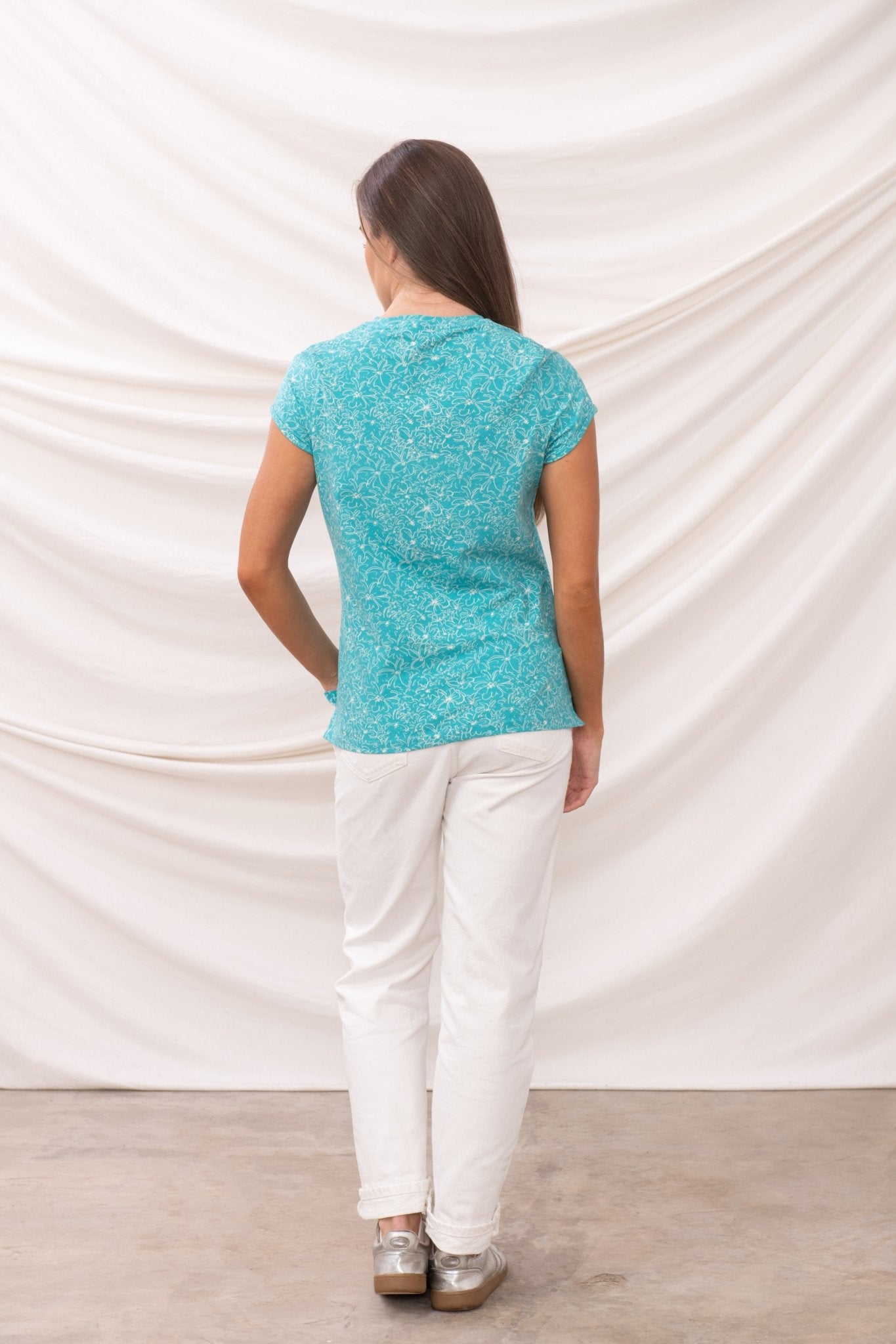 Causeway Tee - Soft Teal Floral - Lighthouse