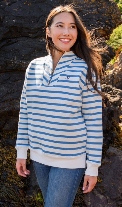 Coral Jersey - Marine Blue Stripe - Lighthouse