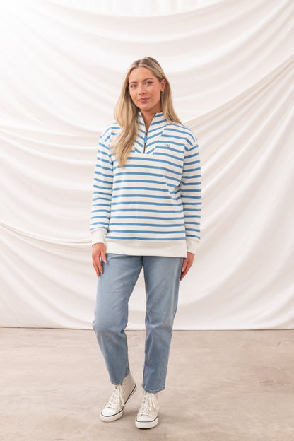 Coral Jersey - Marine Blue Stripe - Lighthouse