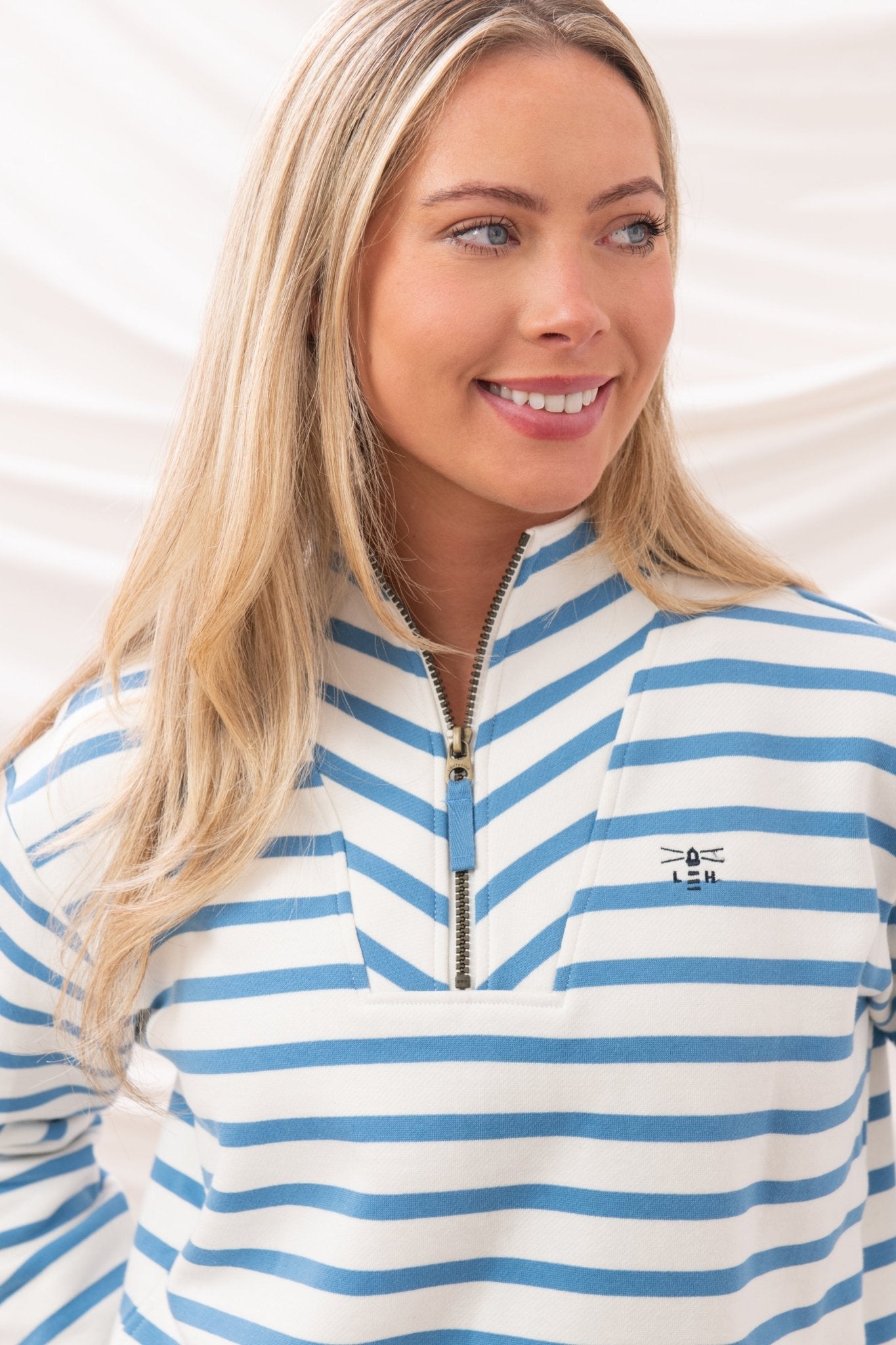 Coral Jersey - Marine Blue Stripe - Lighthouse