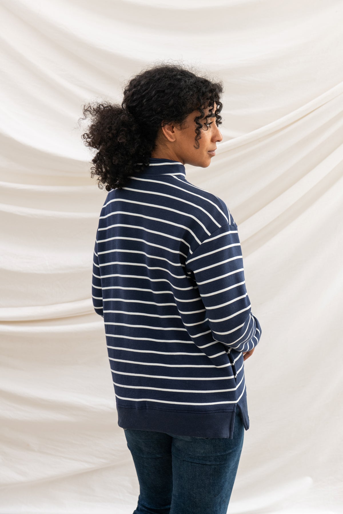 Coral Jersey - Navy Stripe - Lighthouse