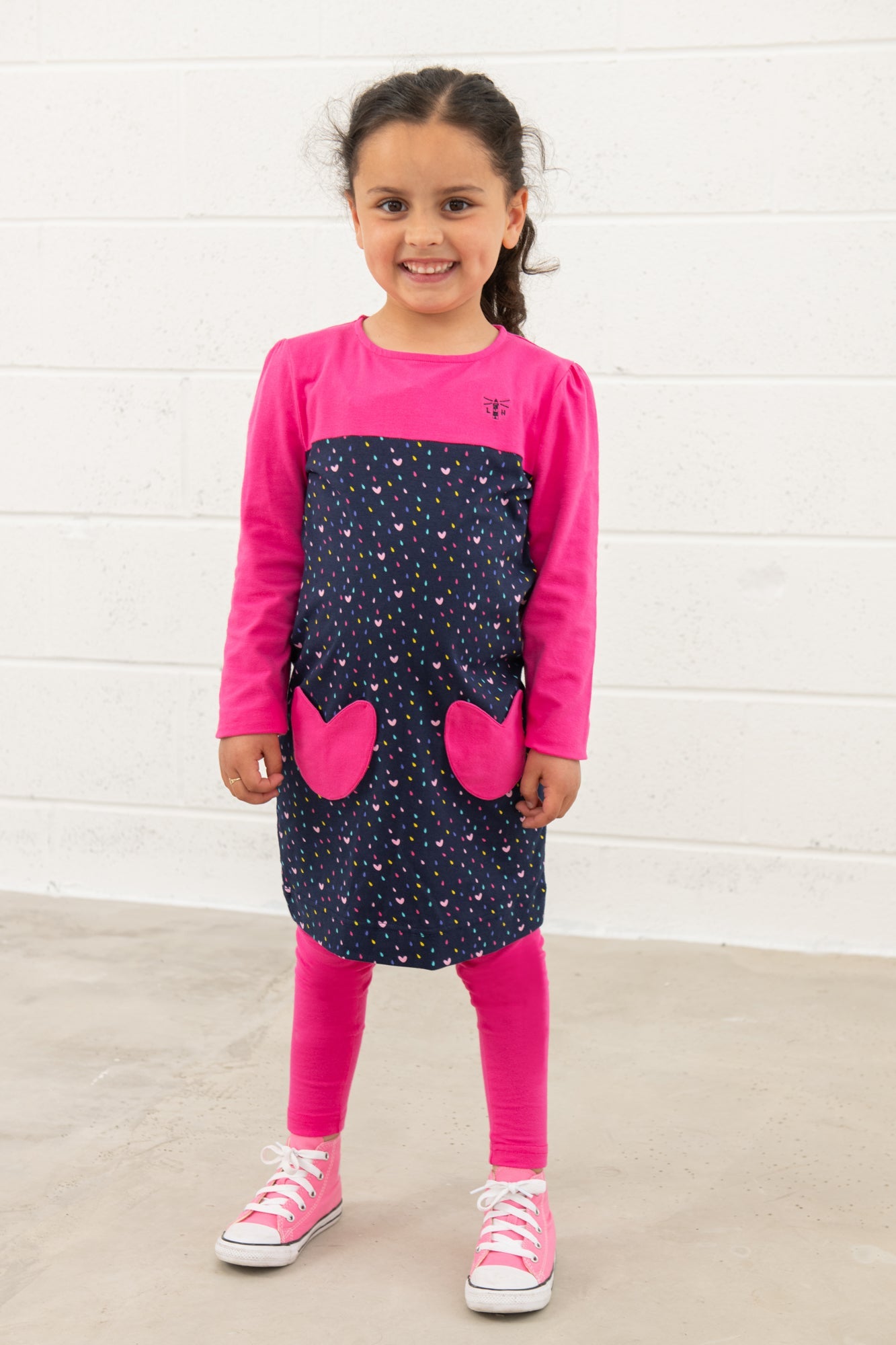 Esme Dress - Pink Hearts - Lighthouse