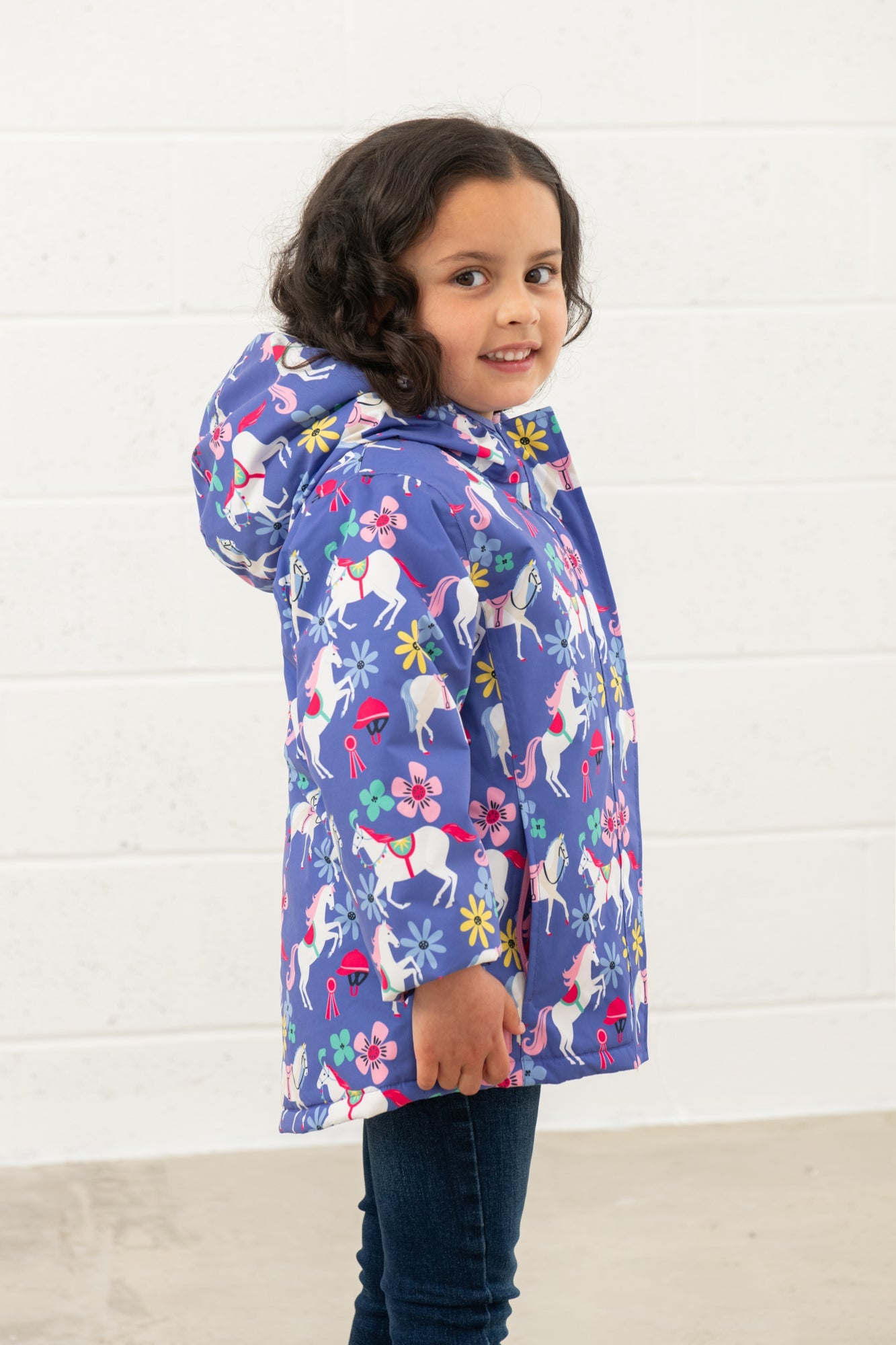 Freya Coat - Horse Print - Lighthouse