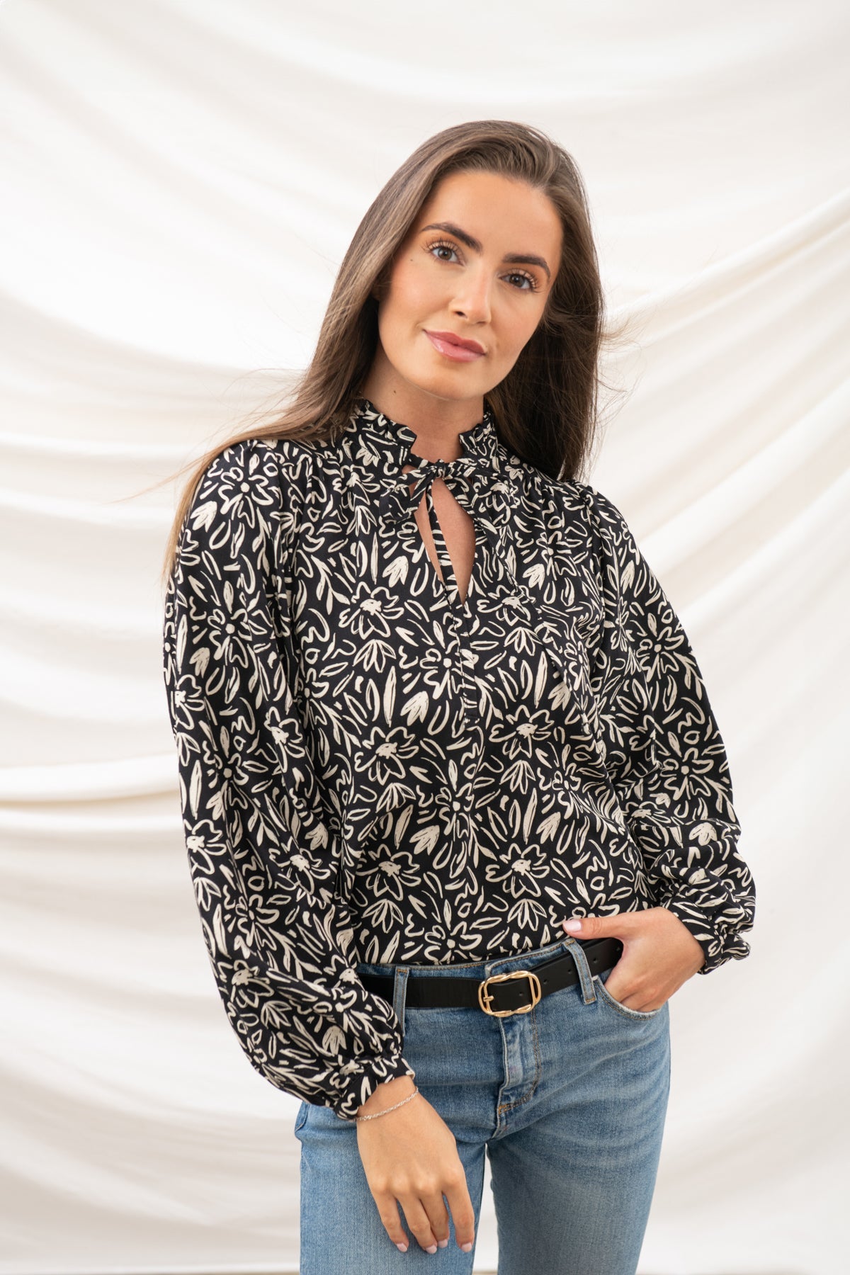 Grace Blouse - Black Floral - Lighthouse