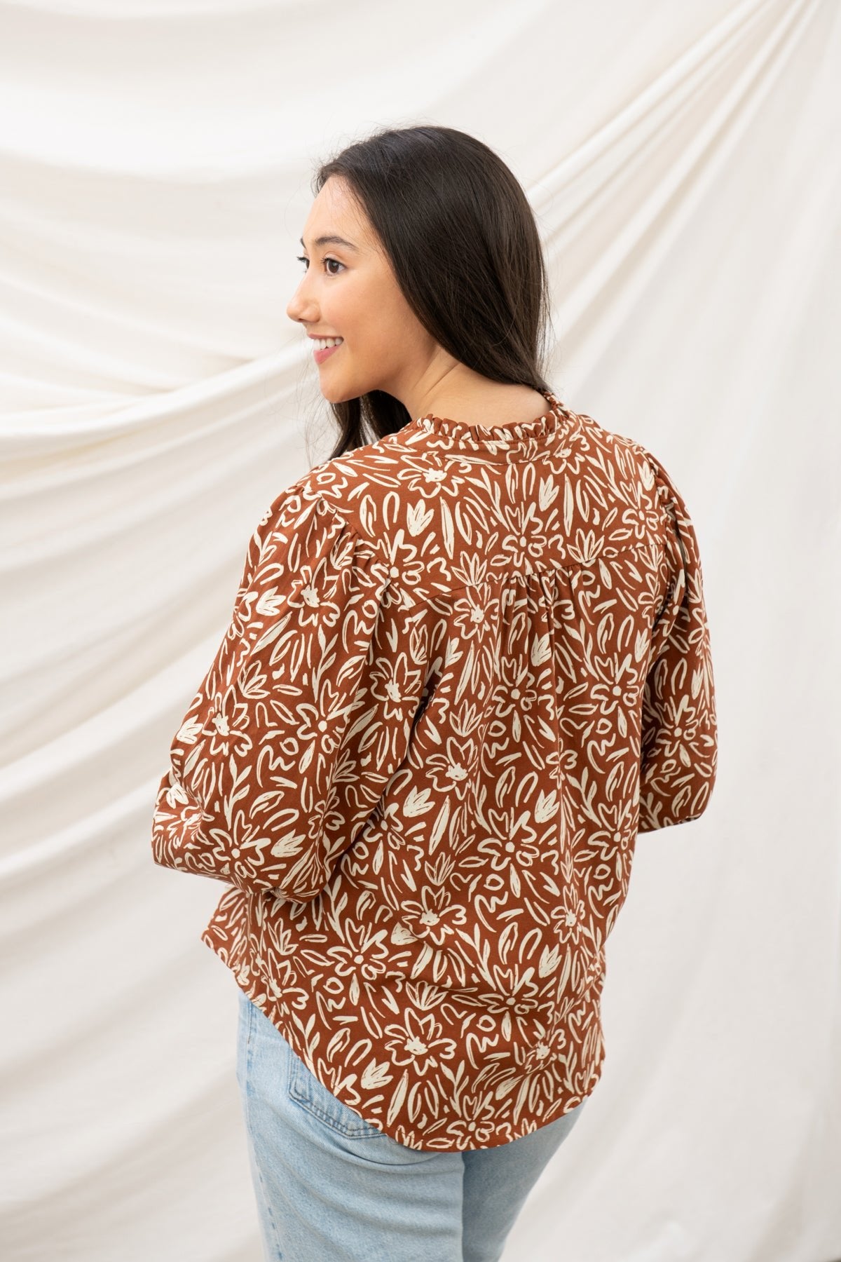 Grace Blouse - Rust Floral - Lighthouse