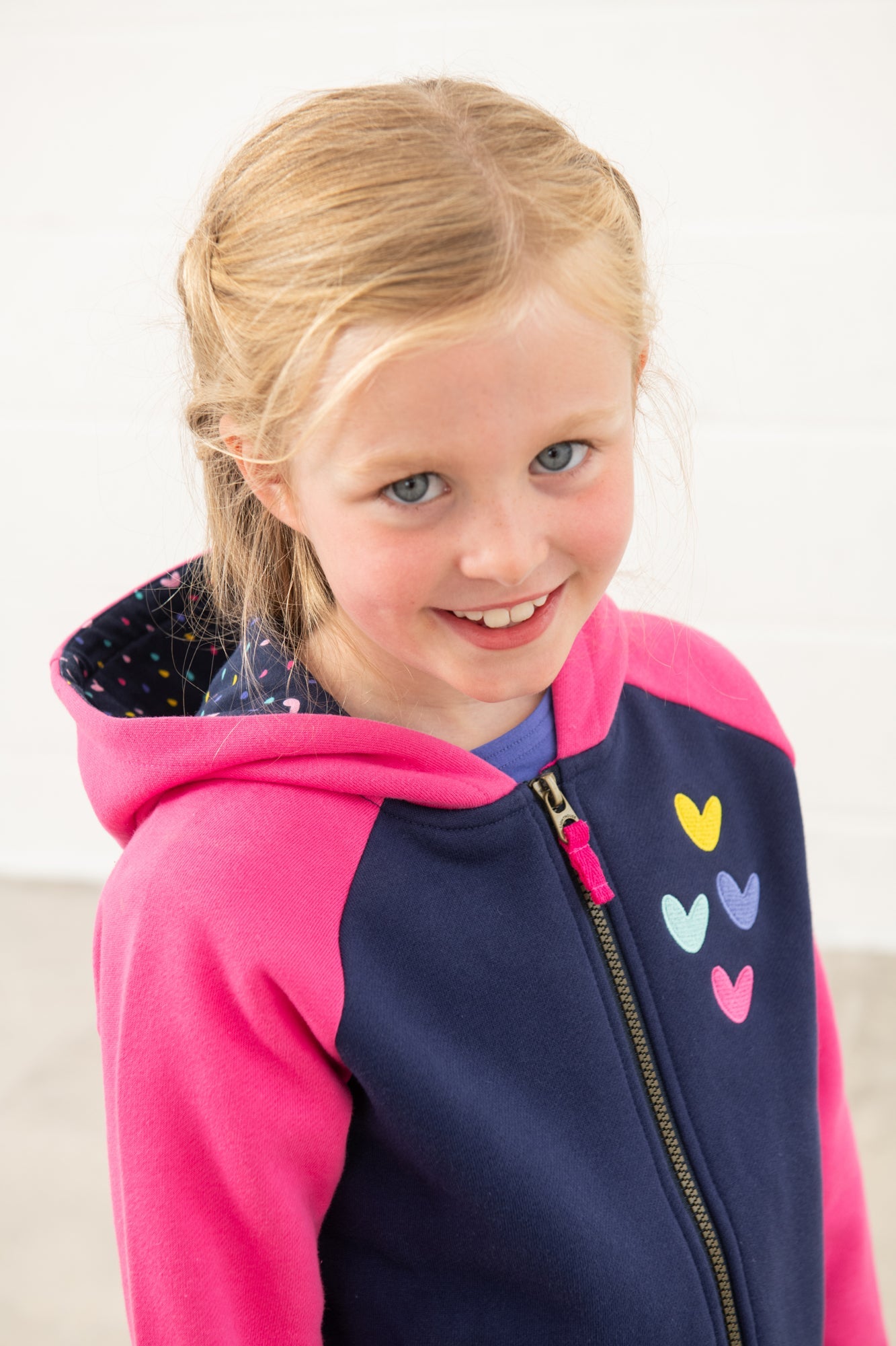 Jasmine Full Zip - Pink Navy Hearts - Lighthouse