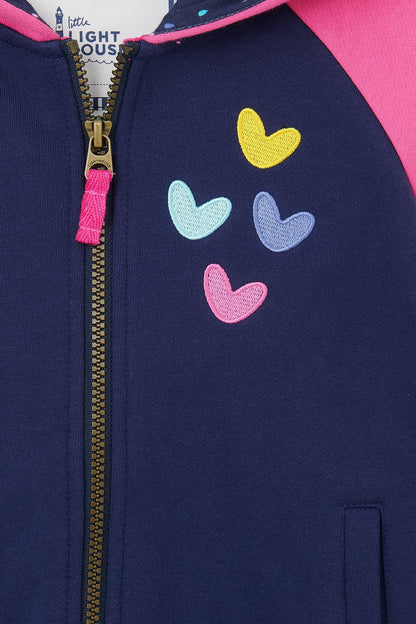 Jasmine Full Zip - Pink Navy Hearts - Lighthouse