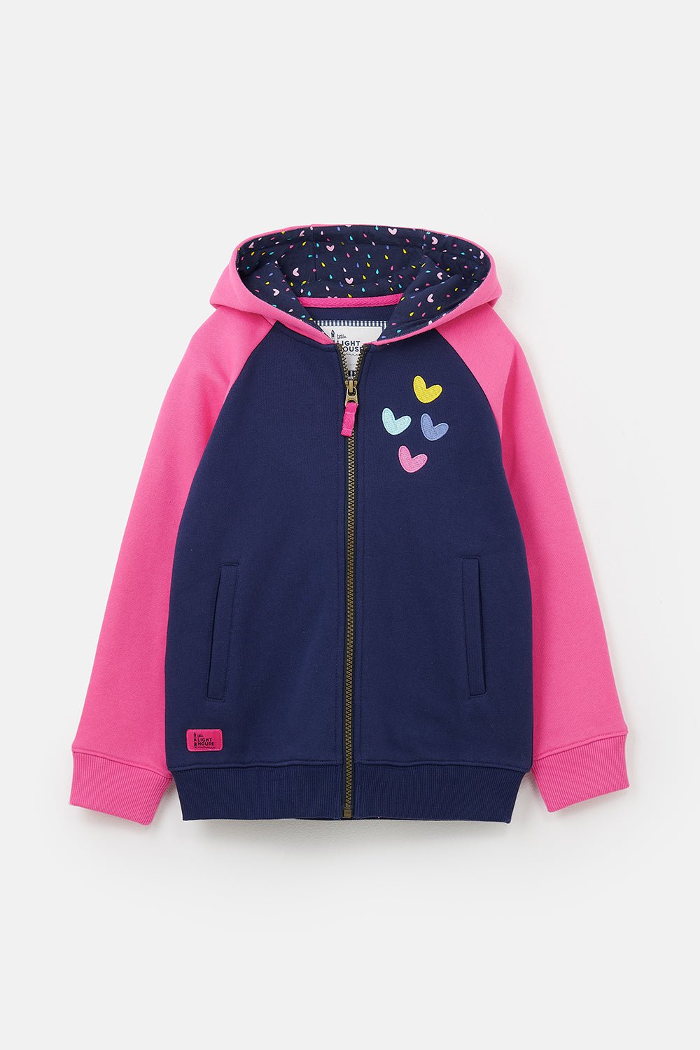 Jasmine Full Zip - Pink Navy Hearts - Lighthouse