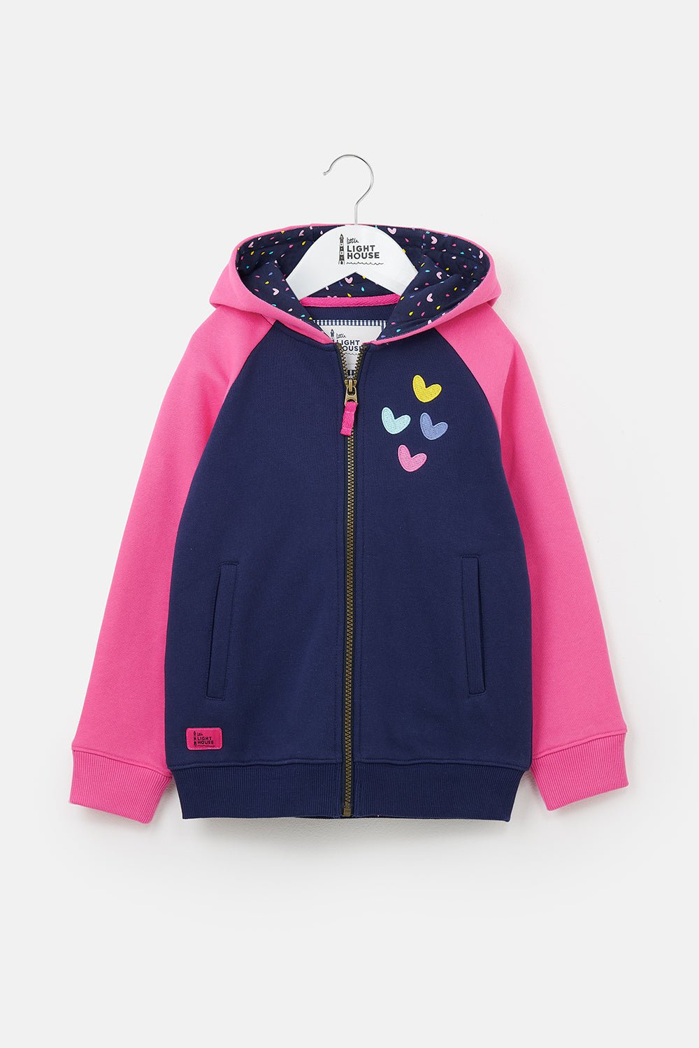 Jasmine Full Zip - Pink Navy Hearts - Lighthouse