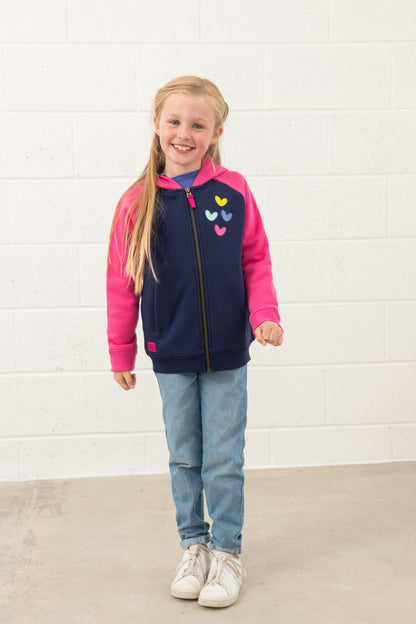 Jasmine Full Zip - Pink Navy Hearts - Lighthouse