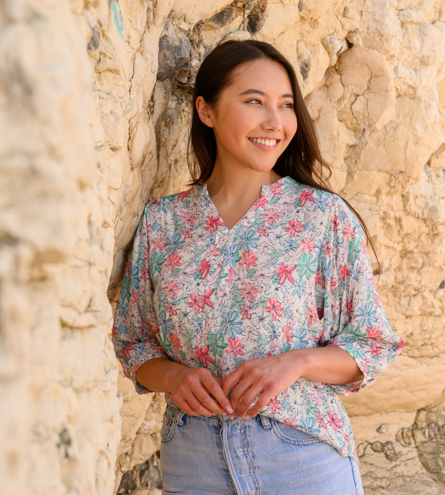 Lola Blouse - Pastel Floral - Lighthouse