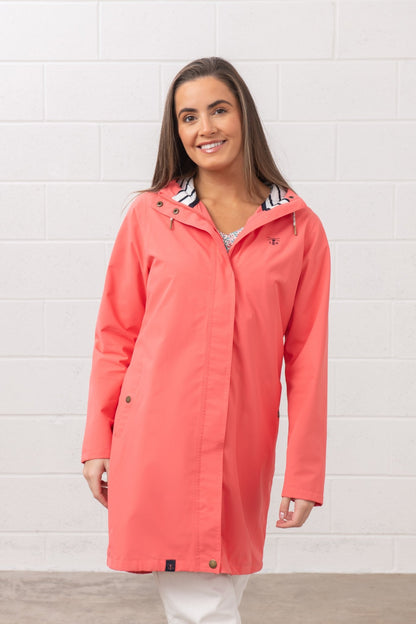 Long Beachcomber Jacket - Deep Coral - Lighthouse