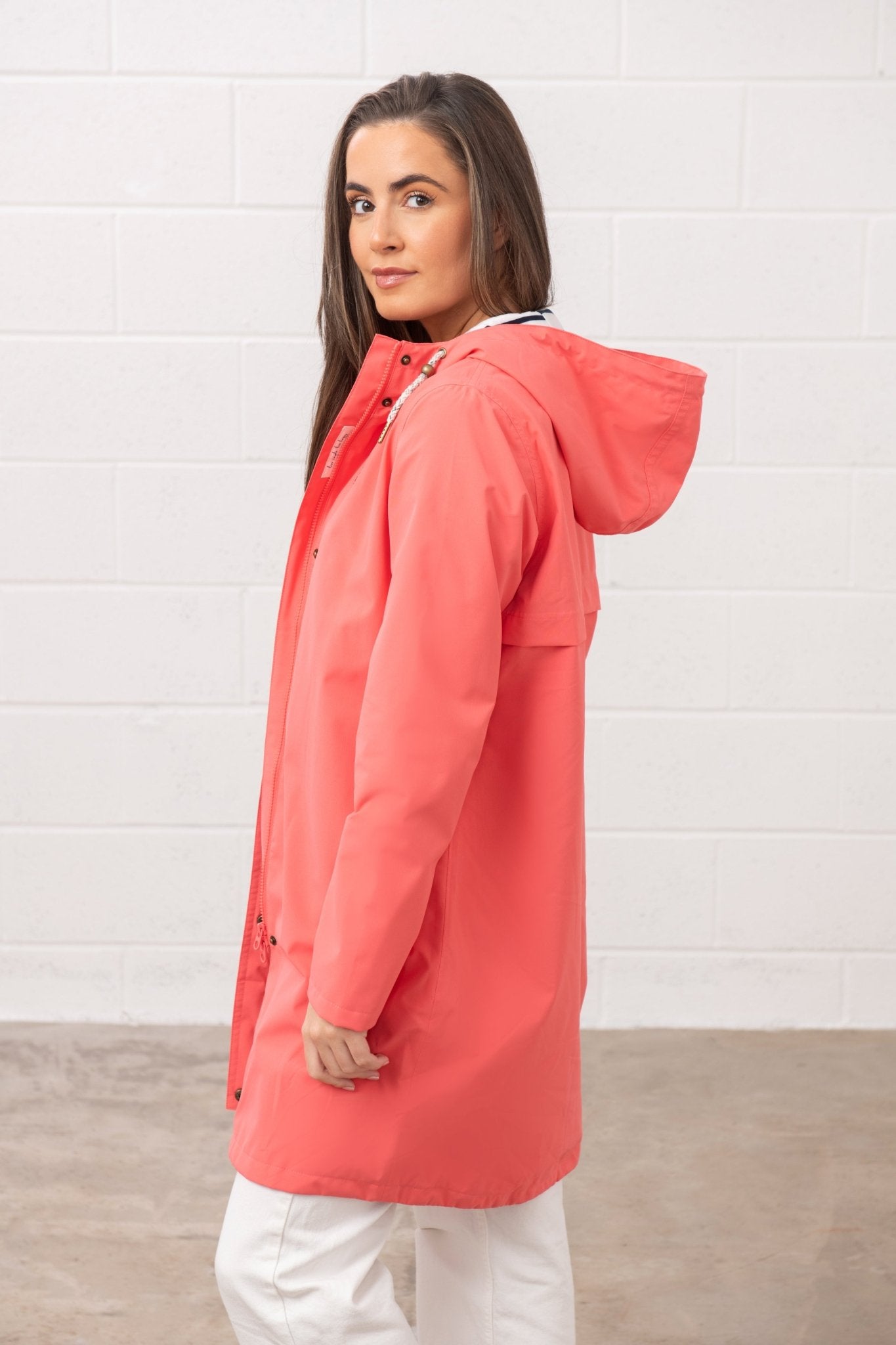 Long Beachcomber Jacket - Deep Coral - Lighthouse