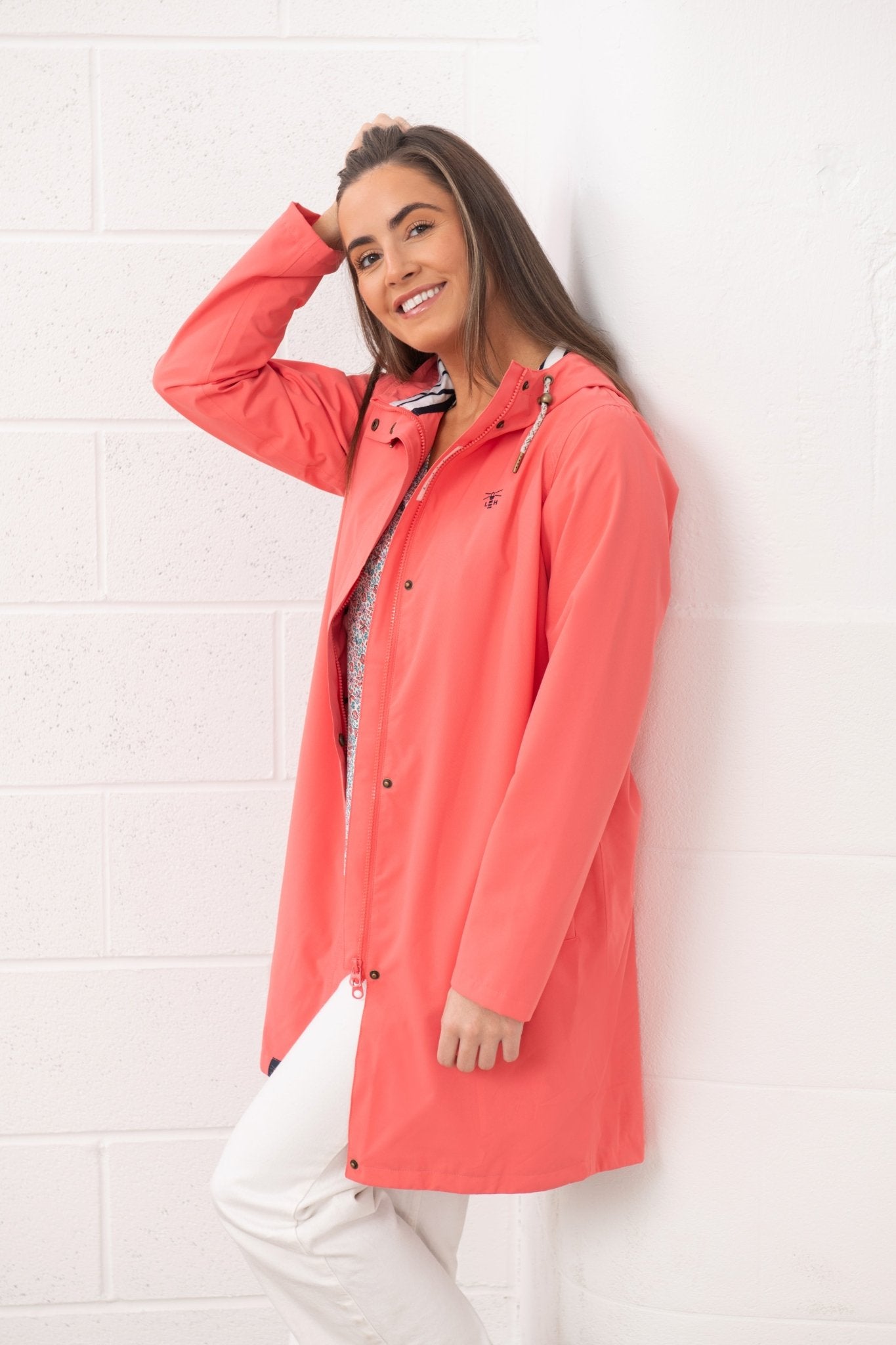 Long Beachcomber Jacket - Deep Coral - Lighthouse