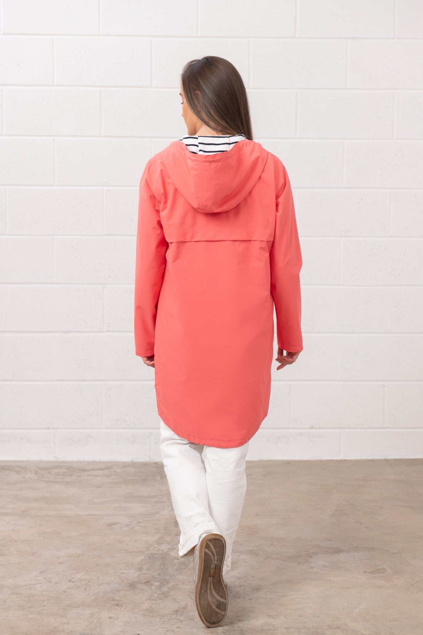 Long Beachcomber Jacket - Deep Coral - Lighthouse