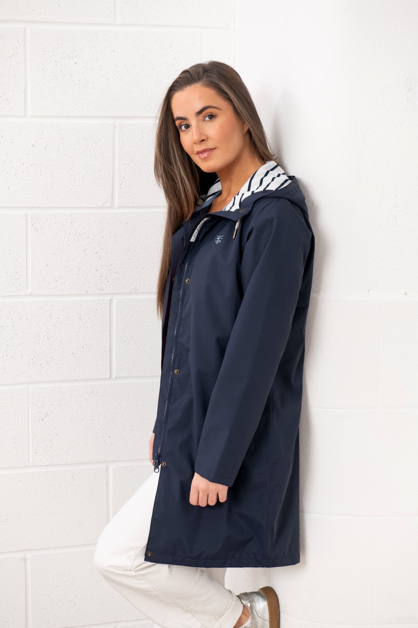 Long Beachcomber Jacket - Navy Blue - Lighthouse