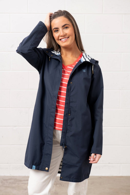 Long Beachcomber Jacket - Navy Blue - Lighthouse