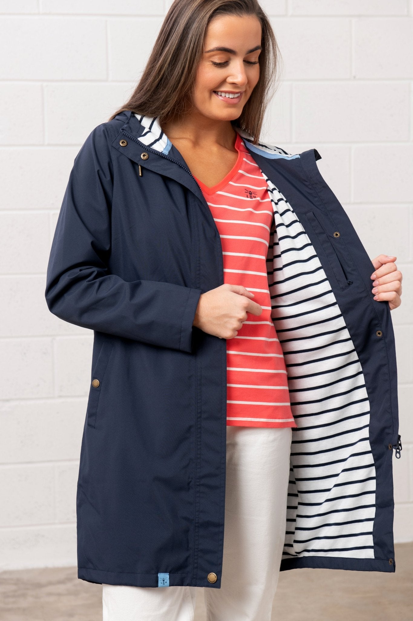 Long Beachcomber Jacket - Navy Blue - Lighthouse