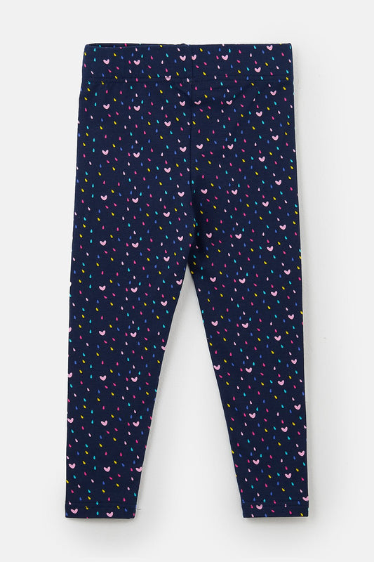 Mollie Leggings - Navy Heart Print - Lighthouse