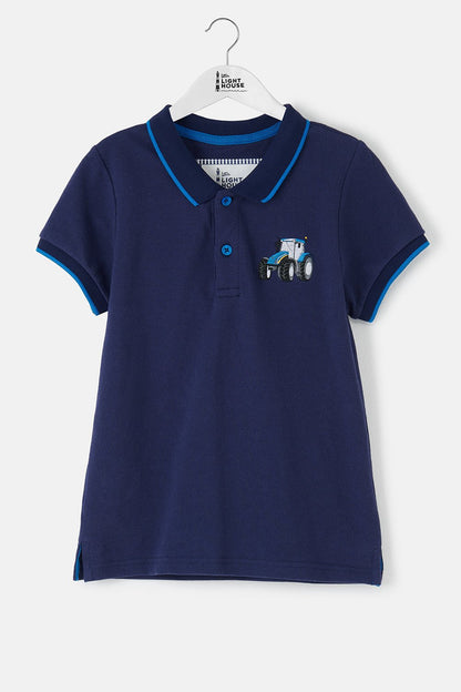 Pier Short Sleeve Polo Shirt - Blue Tractor - Lighthouse