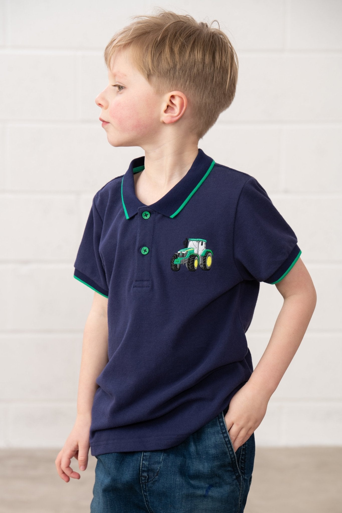 Pier Short Sleeve Polo Shirt - Green Tractor - Lighthouse