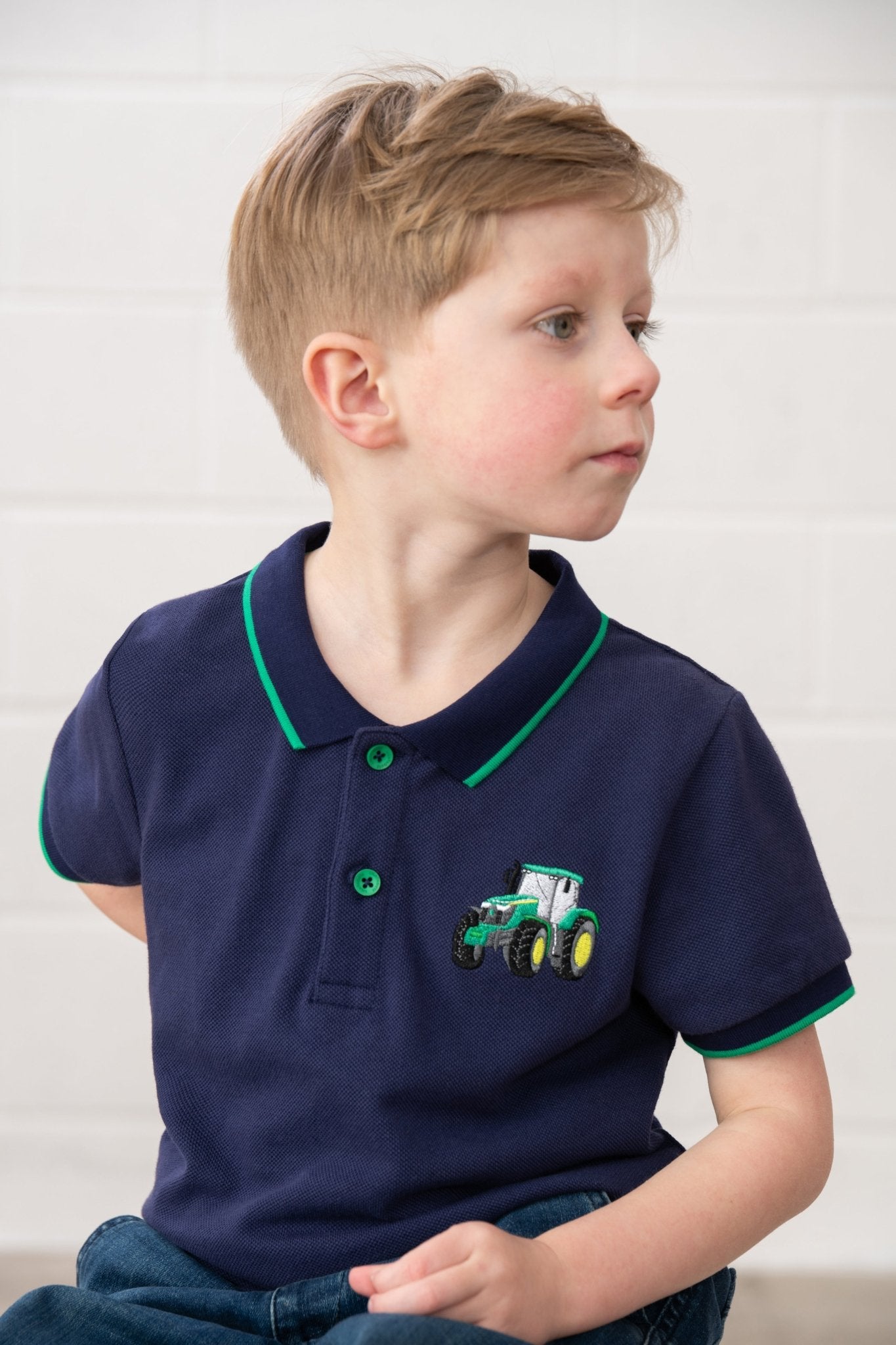 Pier Short Sleeve Polo Shirt - Green Tractor - Lighthouse