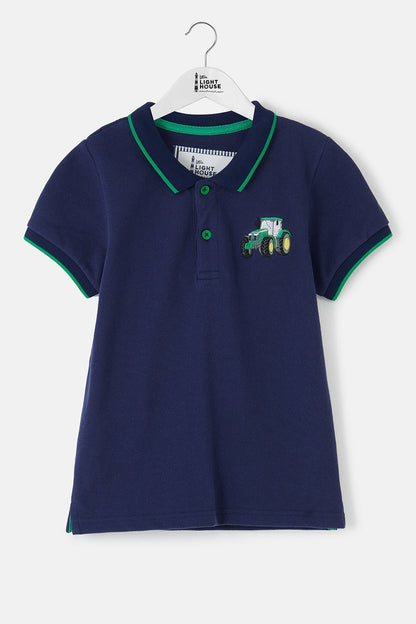 Pier Short Sleeve Polo Shirt - Green Tractor - Lighthouse