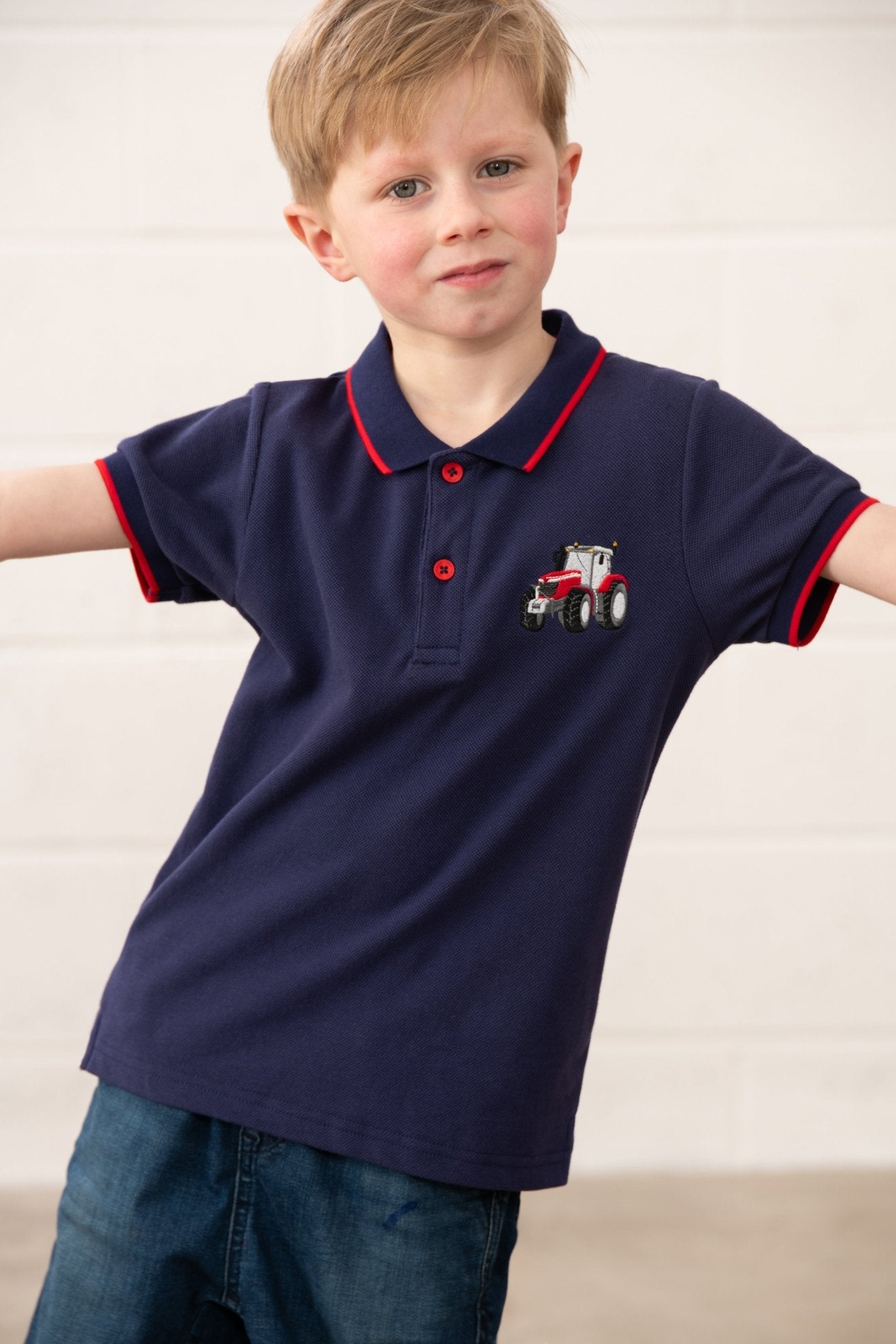 Pier Short Sleeve Polo Shirt - Red Tractor - Lighthouse