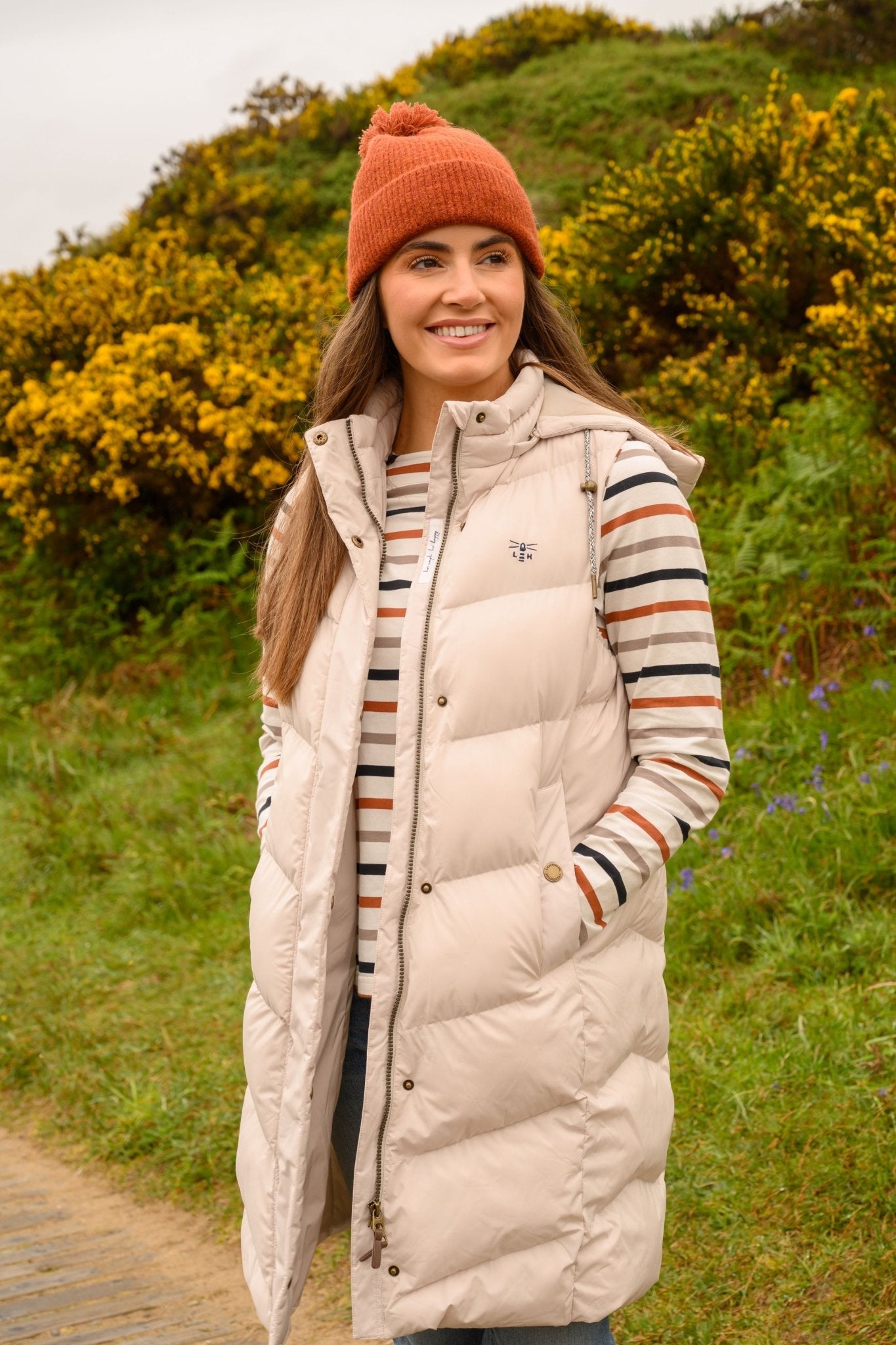 Savannah Long Gilet - Irish Cream - Lighthouse