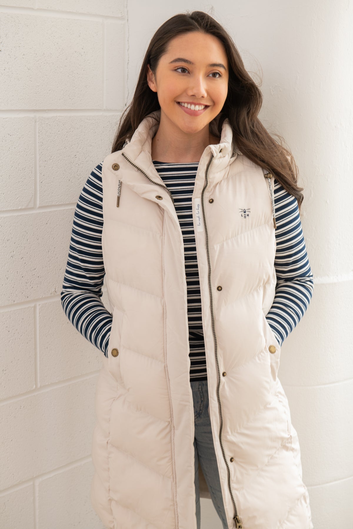 Savannah Long Gilet - Irish Cream - Lighthouse