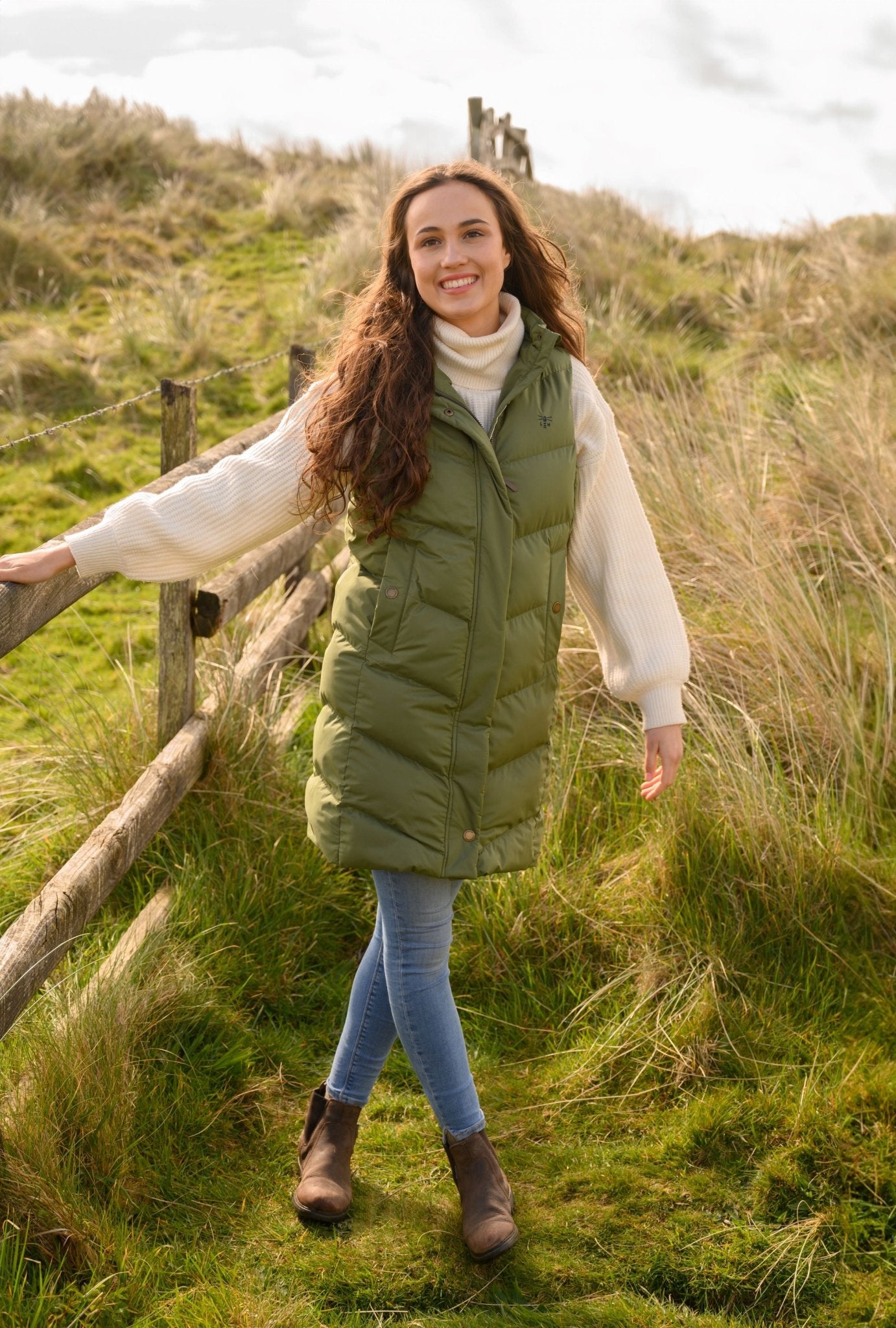 Savannah Long Gilet - Olive - Lighthouse