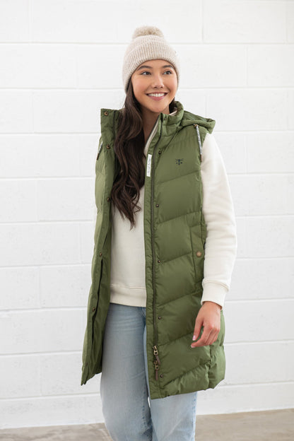 Savannah Long Gilet - Olive - Lighthouse