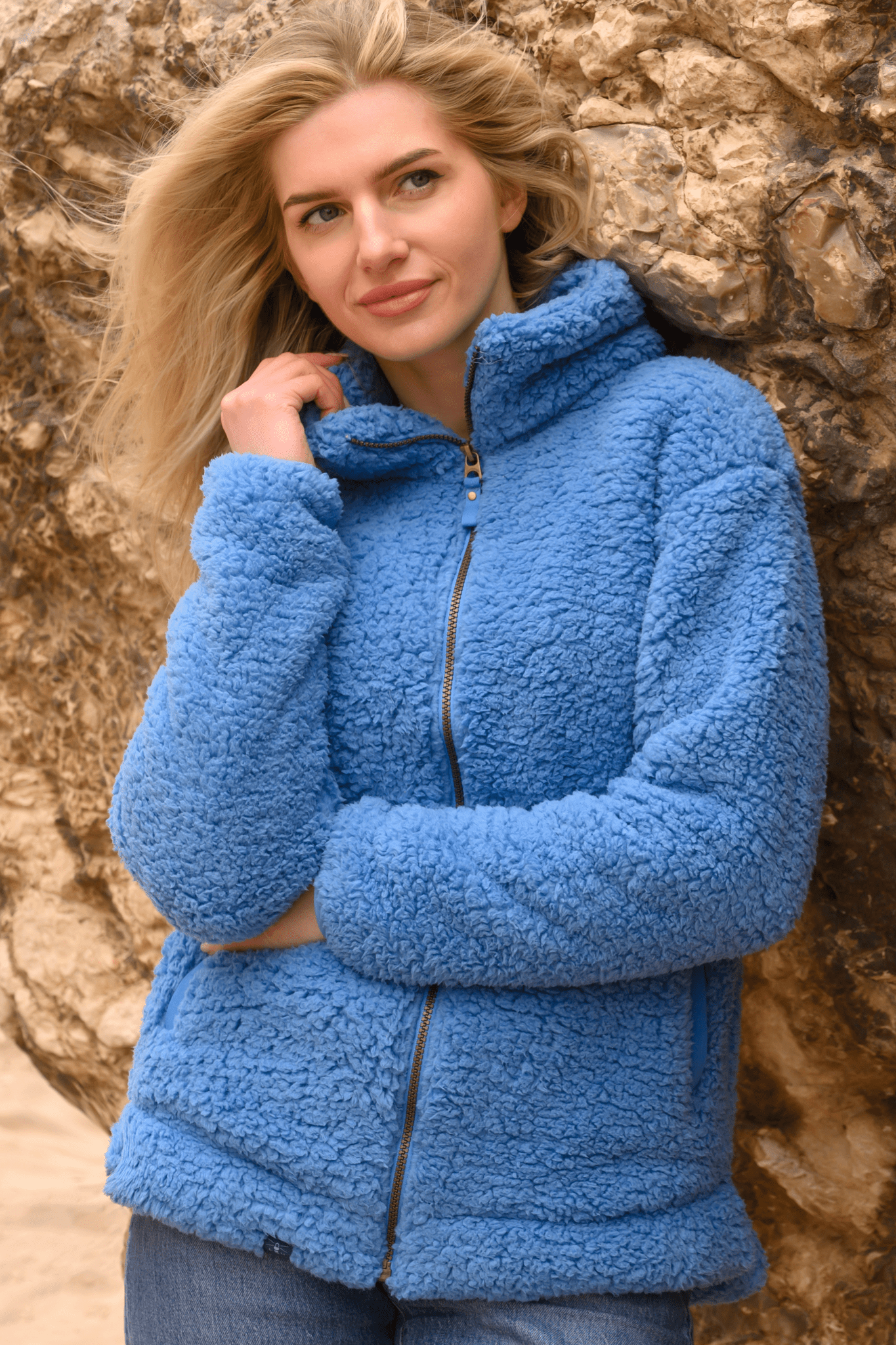 Seashell Full Zip Sherpa Fleece - Marine Blue - Lighthouse