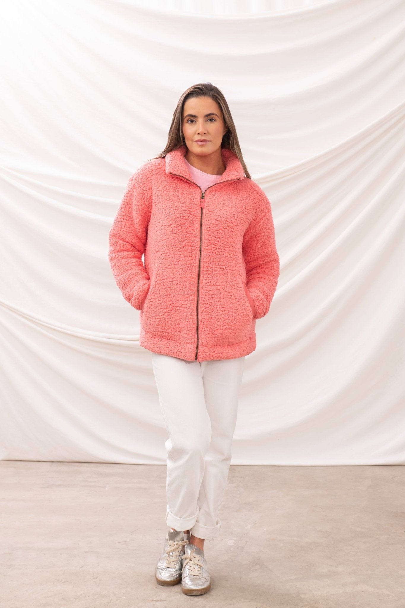 Seashell Full Zip Sherpa Fleece - Sugar Coral - Lighthouse