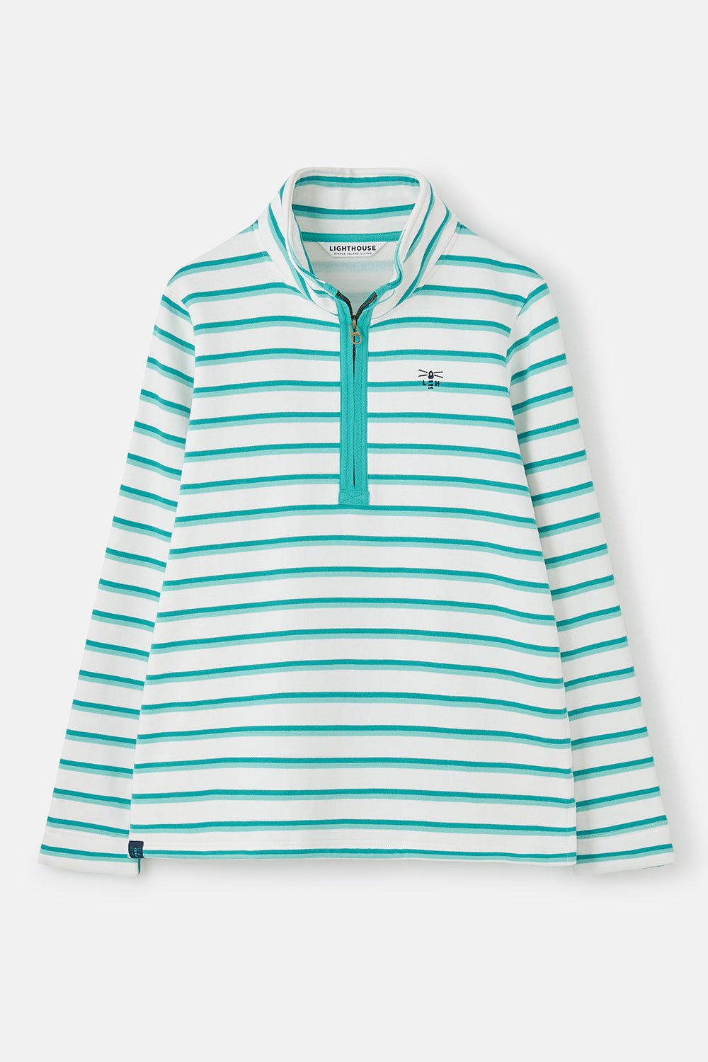 Shore Sweatshirt - Soft Teal Stripe - Lighthouse